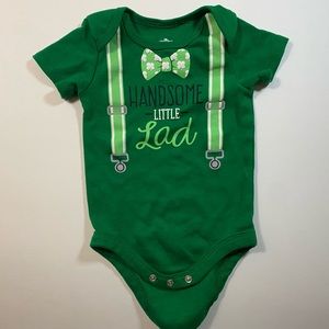 St. Patty’s day onesie “handsome little lad”